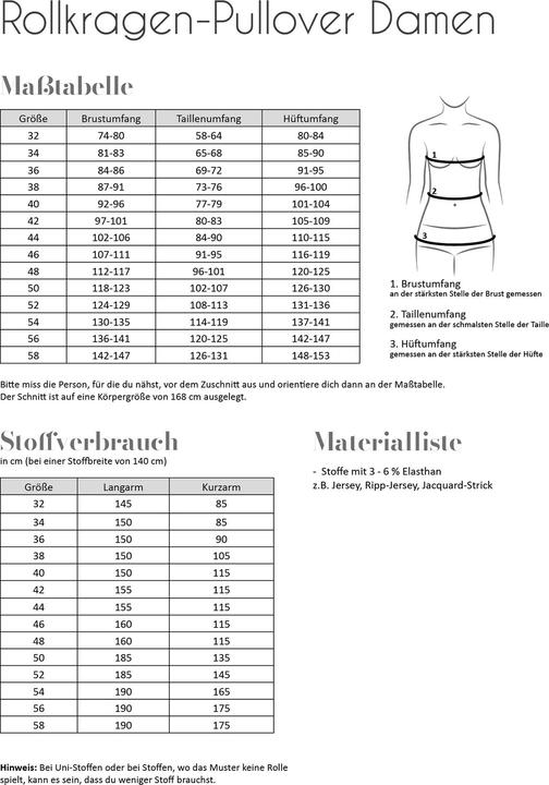 Produktbild Fadenkäfer Schnittmuster Rollkragen-Pullover