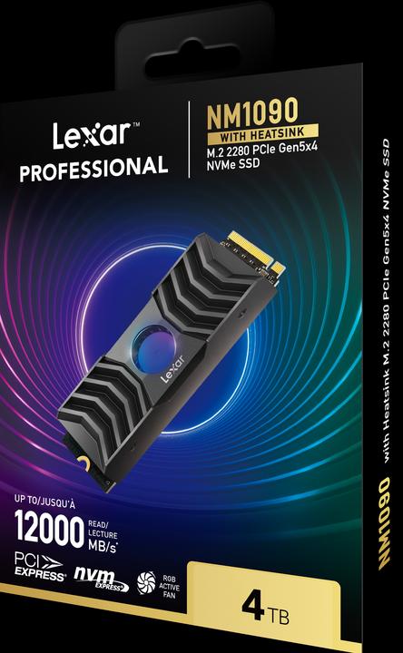 Produktbild Lexar SSD 4TB NM1090 Pro M.2 2280 NVMe PCIe 5.0 intern retail (4000 GB, M.2 2280)