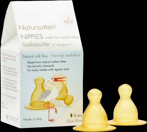 Actual product image Natursutten Natural rubber pacifier for glass bottles, slow flow 0m + 2 pcs (2 x, up to 6 M.)