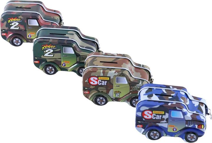 Actual product image Tin money box car