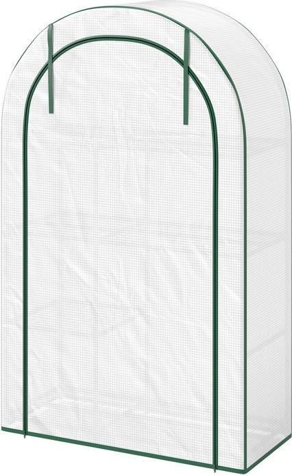 Produktbild Swisshandel24 Foliengewächshaus mit Runddach Tür, Regale, winterfest, Stahl, 100x45x160 cm, Weiss