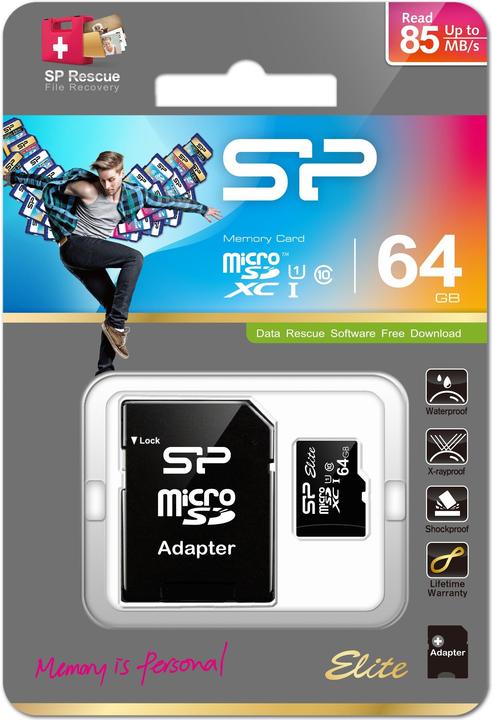 Produktbild Silicon Power Elite UHS-I 64GB microSDXC Ad. SP064GBSTHBU1V10SP (64 GB, microSDXC, U1, UHS-I)