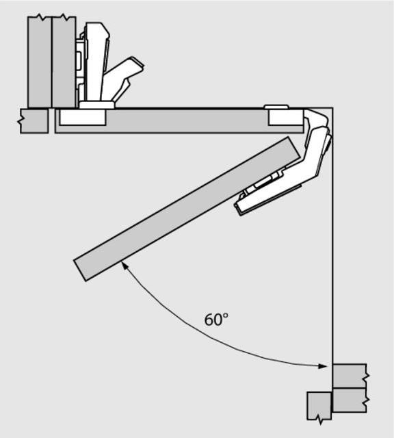 Produktbild Blum Topfbänder CLIP top Eckschrank, Falttürband 60 °