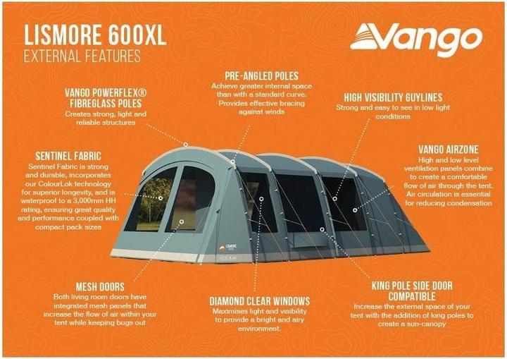 Productafbeelding Vango Lismore 600XL pakket (Tunnel tent, 27.50 kg, 6 personen)