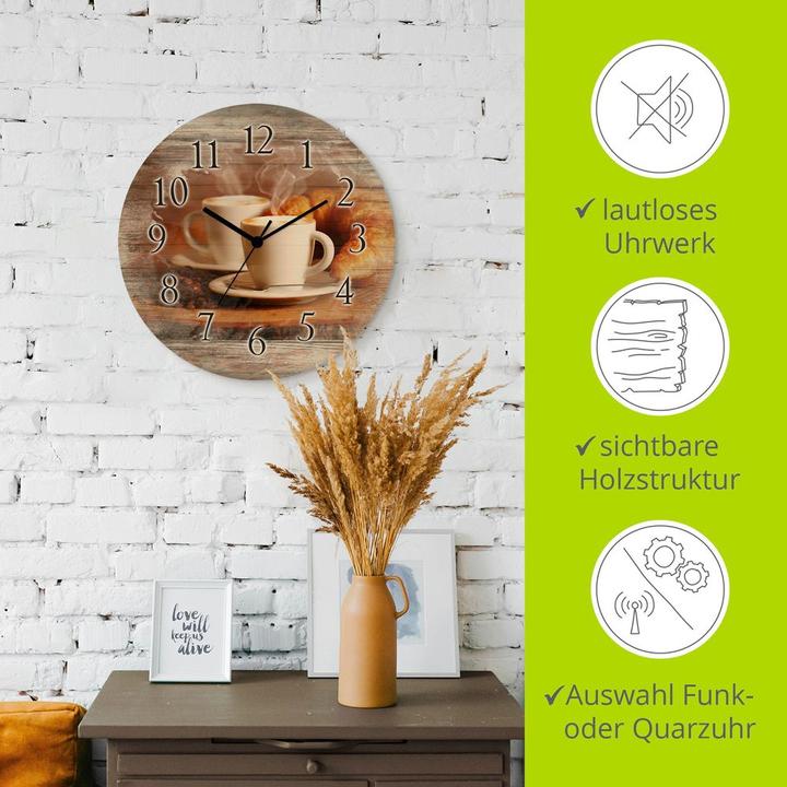Actual product image Artland Wall clock steaming cappuccino and croissant T5XO (30 cm)