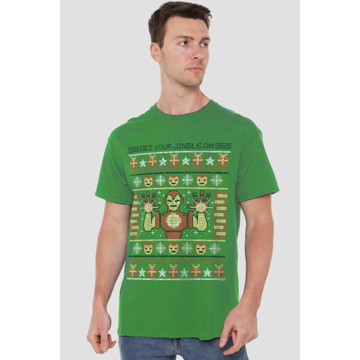 Actual product image Iron Man Mens Christmas Sweater T-Shirt (S)