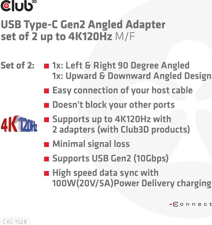 Actual product image Club 3D Club3D Adapter USB 3.2 Type C <> USB 3.2 Type C St/B (USB 3.2 Gen 2)