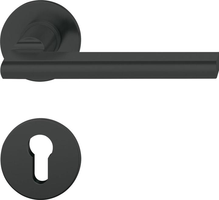 Actual product image FSB Door fitting 1035 | Door handle on flat rose PZ, 38-42 | Aluminium black (Door handle)