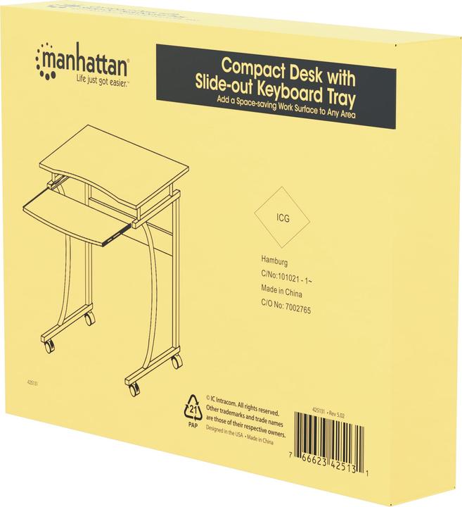 Image du produit Manhattan Bureau compact avec tablette clavier coulissante