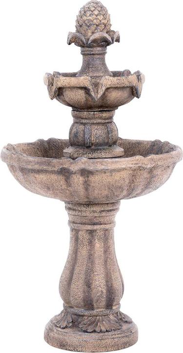 Produktbild Hillvert Solar Gartenbrunnen Solarbrunnen Zierbrunnen Wasserspiel 2 Ebenen & Zapfen LED