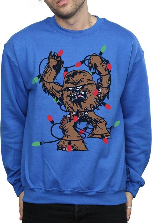 Actual product image Star Wars Mens Chewbacca Christmas Fairy Lights Sweatshirt (XL)