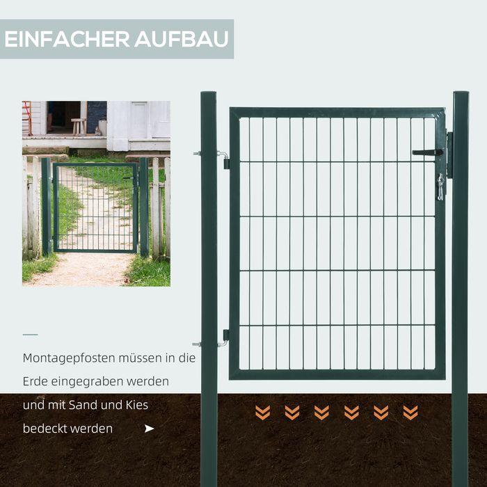 Actual product image Swisshandel24 Gartentor Gartentür Zauntor Hoftür aus Stahl Griff Schloss und Schlüsseln 97 x 150 cm Grün
