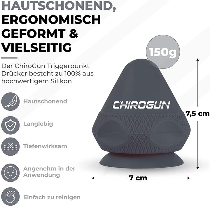 Produktbild ChiroGun Triggerpunkt Drücker mit Saugnapf & Beutel Schwarz