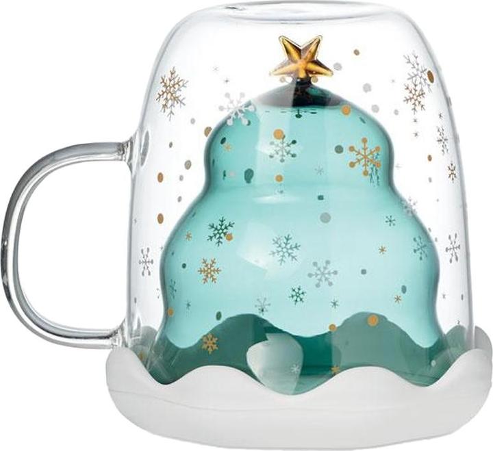 Produktbild MidOcean Kaffeebecher Verde BorosilikatGlas weihnachtliches Design (250 ml)