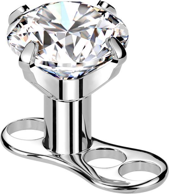 Actual product image Star Piercing Dermal Anchor internal thread silver with crystal set in silver (without brass, Titanium G23)