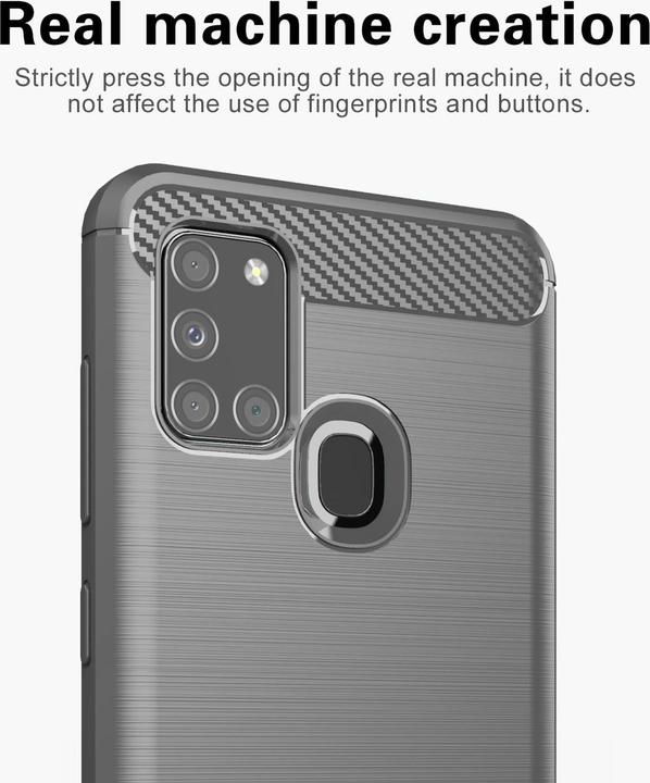 Produktbild Cadorabo TPU Ultra Slim carbon edelstahl Kombi Cover (Samsung Galaxy A21s)