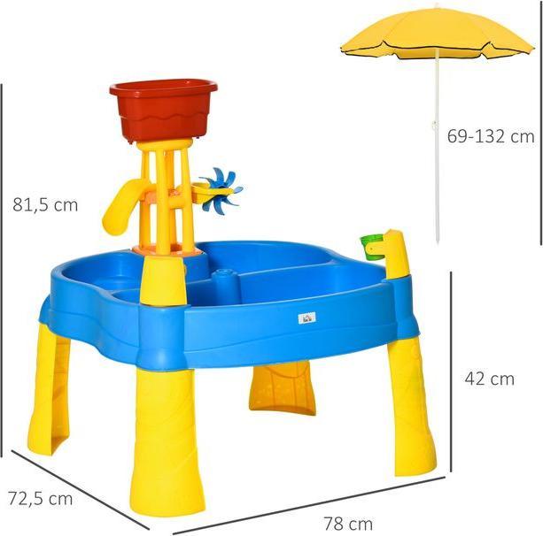 Image du produit Swisshandel24 Table de jeu de sable et d'eau 2 en 1 pour les activités de sable et d'eau en plein air 25 pièces