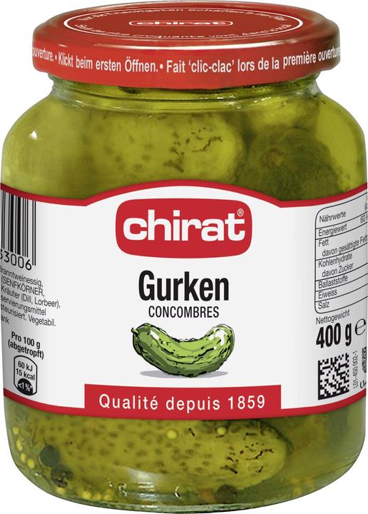 Produktbild Chirat Essig Gurken, Essiggemüse ideal für Sandwich, Salat, Picknick, Grillieren, Fondue oder Snack (400 g)