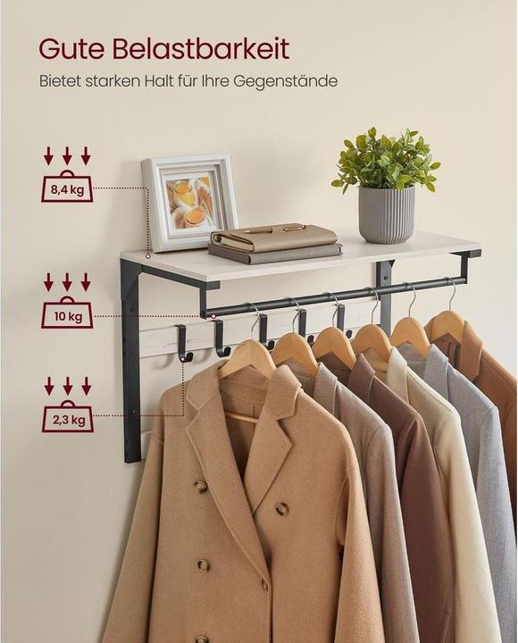 Produktbild Vasagle Wandgarderobe 10 Haken 65 cm x 42 cm