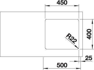 Image du produit Blanco Andano 450-U (Evier sous plan, 45 cm, 49 cm)