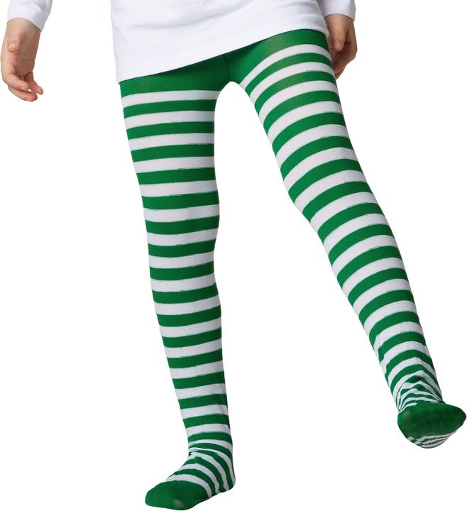Produktbild tectake Gestreifte Strumpfhose für Kinder grün-weiss (152)
