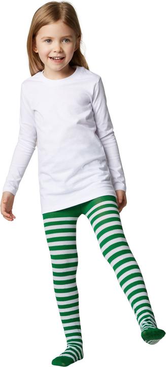 Produktbild tectake Gestreifte Strumpfhose für Kinder grün-weiss (152)