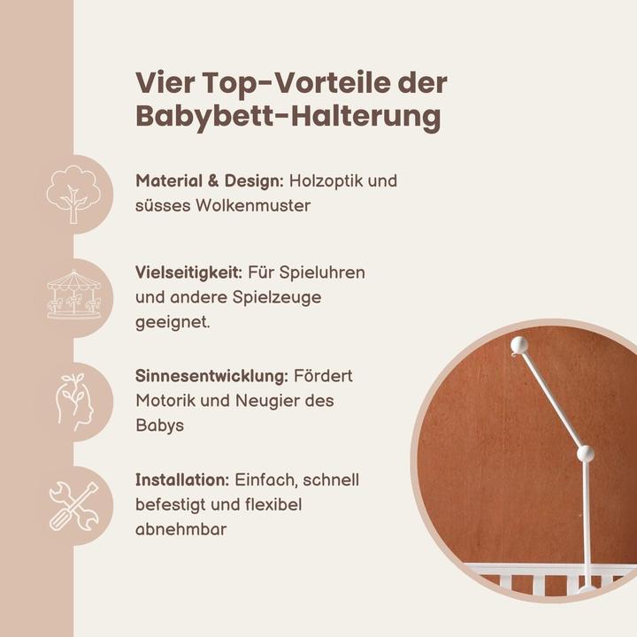 Immagine prodotto Hermex Mobile Halterung Babybett Wolken Glockenhalter Spieluhr Arm