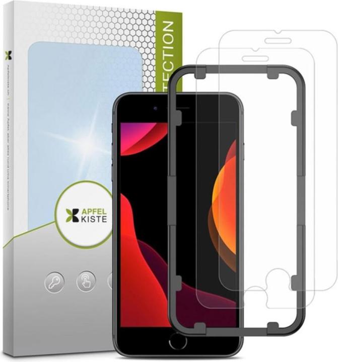 Actual product image Apfelkiste - Panzer Glas Displayschutzfolie mit Montagerahmen (2er Set) (2 Piece, Apple iPhone SE, Apple iPhone 6s, Apple iPhone 8, Apple iPhone 7)