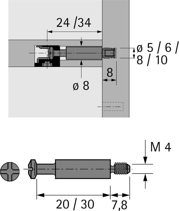 Produktbild Hettich Einschraubdübel DU 425 / DU 428 (Einpressdübel, 1 Stk.)
