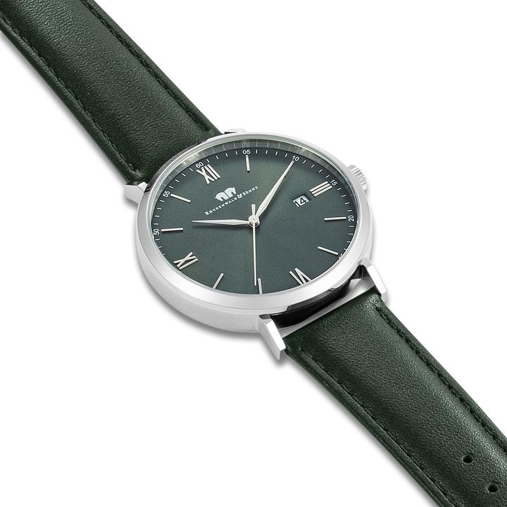 Immagine prodotto Orologio al quarzo Adelsmann in vera pelle argento - 34102 (Orologio da polso analogico, 42 mm)