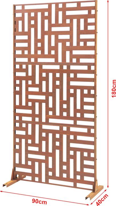 Immagine prodotto Casa.Pro Trennwand Bernalda 180x90 cm Stahl Edelrost (180 x 90 x 40 cm)