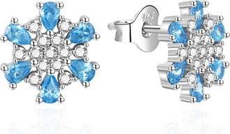 Produktbild Agato - Silver earrings Snowflakes with blue zircons AGT-E010PLB