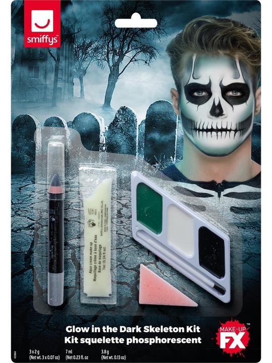 Produktbild Smiffys Glow in the Dark Skelett Makeup Kit