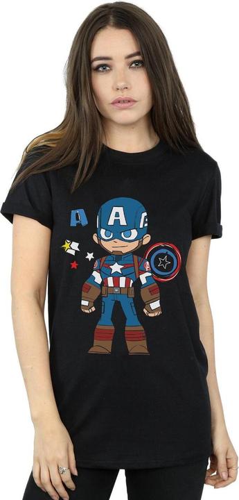 Actual product image Womens/Ladies Captain America Sketch Cotton Boyfriend T-Shirt (S)
