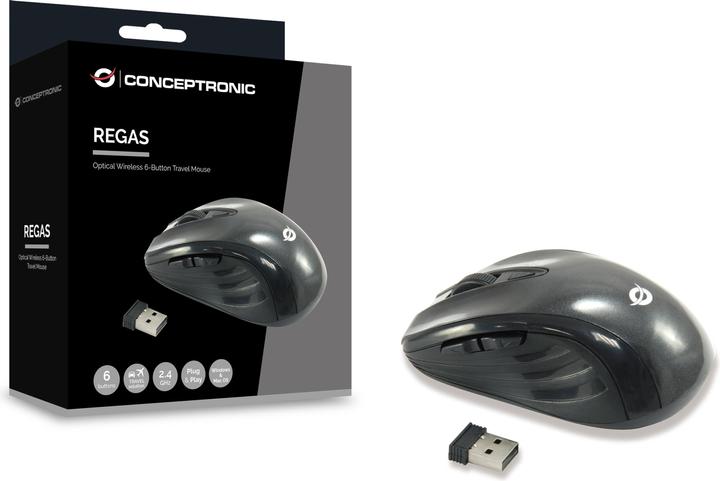 Immagine prodotto Conceptronic Mouse USB ottico senza fili a 6 pulsanti da viaggio sw (Senza fili)