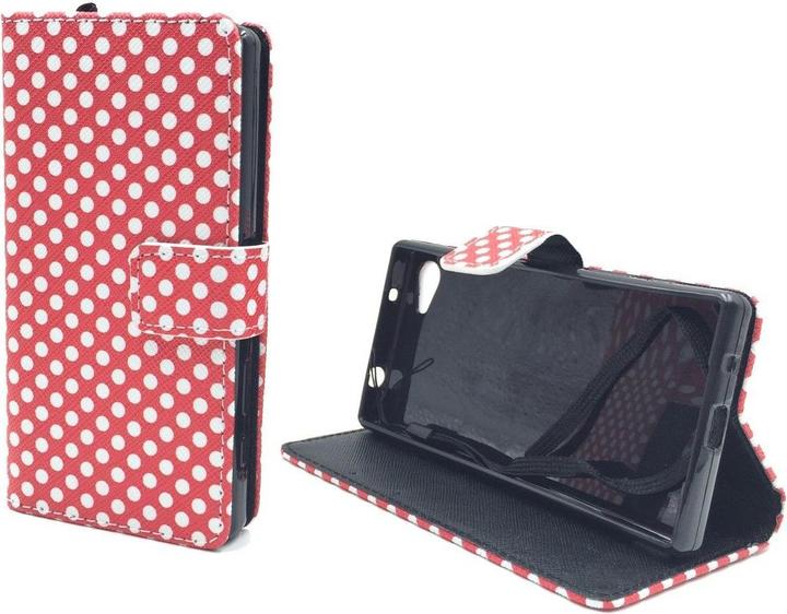 Produktbild König Design Schutz Hülle für Sony Xperia Z5 Compact Polka Dot Rot Tasche Case + 1 Panzer Schutz Glas (Sony Xperia Z5 Compact)