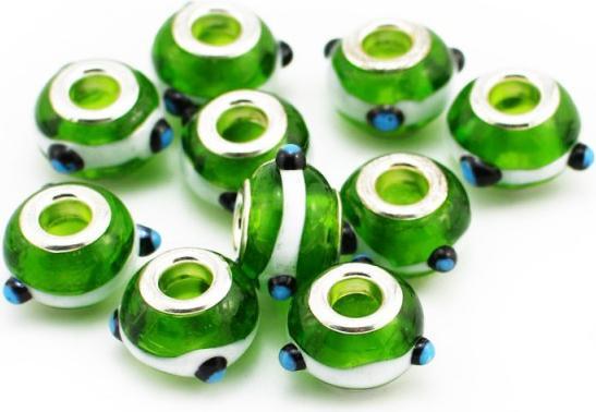 Produktbild Hermex Glas Bead Perle versilbert 925 - Silbrig Grün (Glas, Metalllegierung)