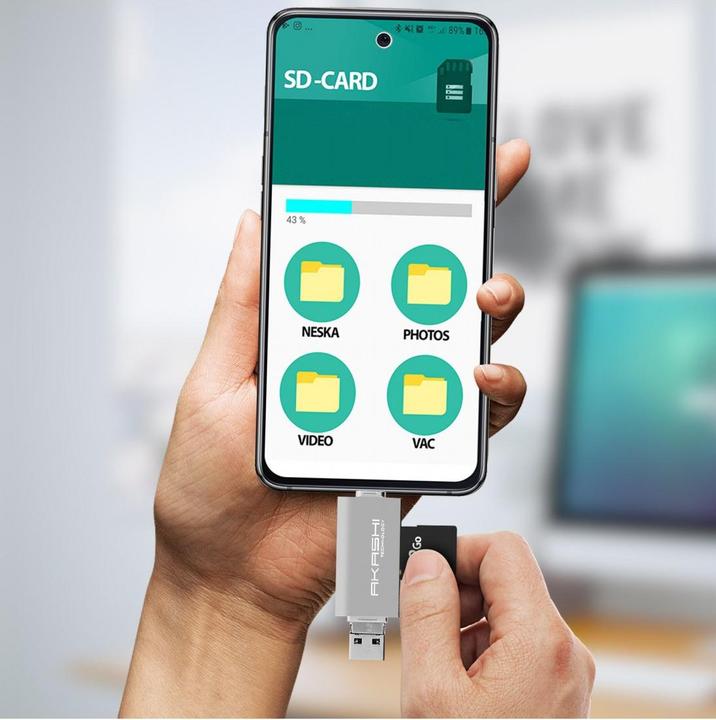 Actual product image Akashi Altsdreader3in1 (Micro USB, USB-C, USB)