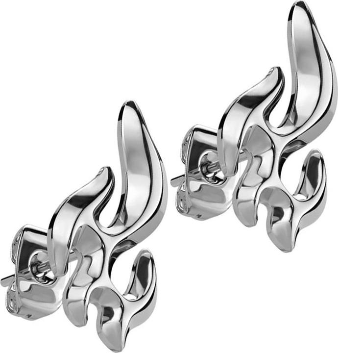 Produktbild Star Piercing Ohrstecker silber Flamme (Chirurgenstahl 316L, Messing)