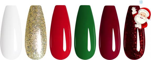 Immagine prodotto Canni Set di Natale (Bianco, Verde, Rosso, GoldGlitter, Rosso Bordeaux frizzante, Vernice UV gel)