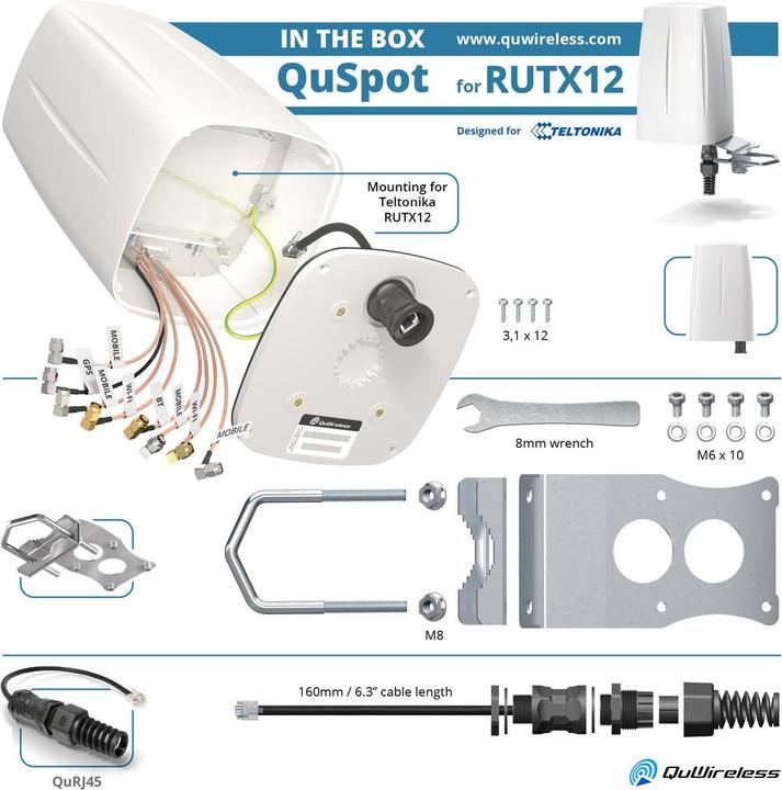 Actual product image Quwireless QuSpot for RUTX12 2x Antenna