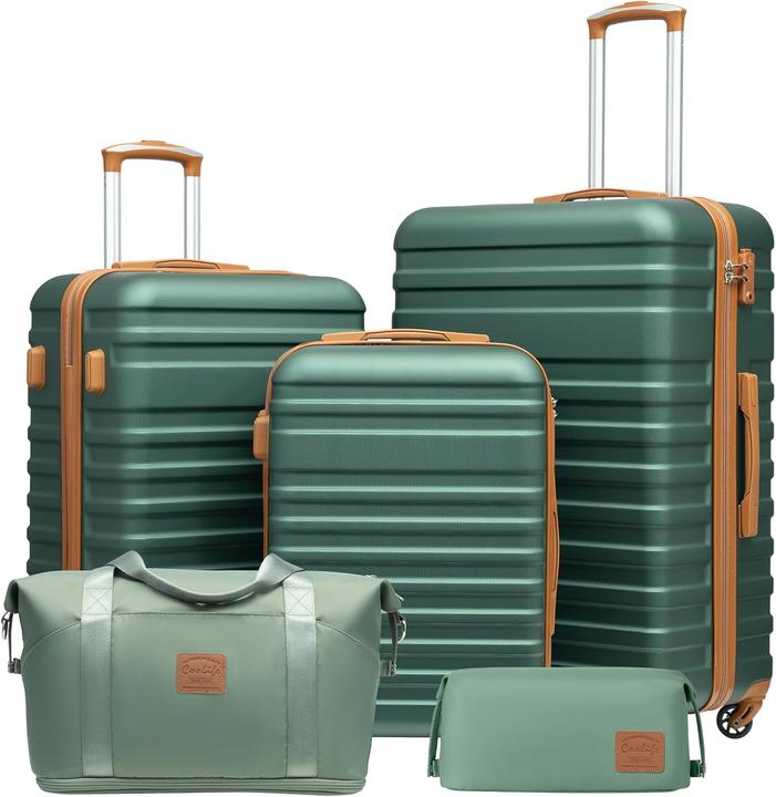 Image du produit Coolife 5-teiliges Hartschalenkoffer-Set (93 l, Bagage à main (jusqu'à 50l), M (50 - 90l), L (90 - 115l))