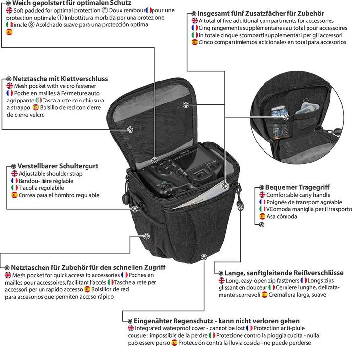 Nutritional values and ingredients Pedea Camera bag size M FASHION photo bag, black (Camera shoulder bag)