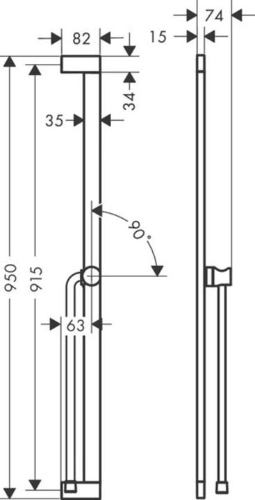 hansgrohe Unica Duschstange S Puro 90 cm, Easy Slide Duschkopfhalter, Isiflex Duschschlauch 160 cm