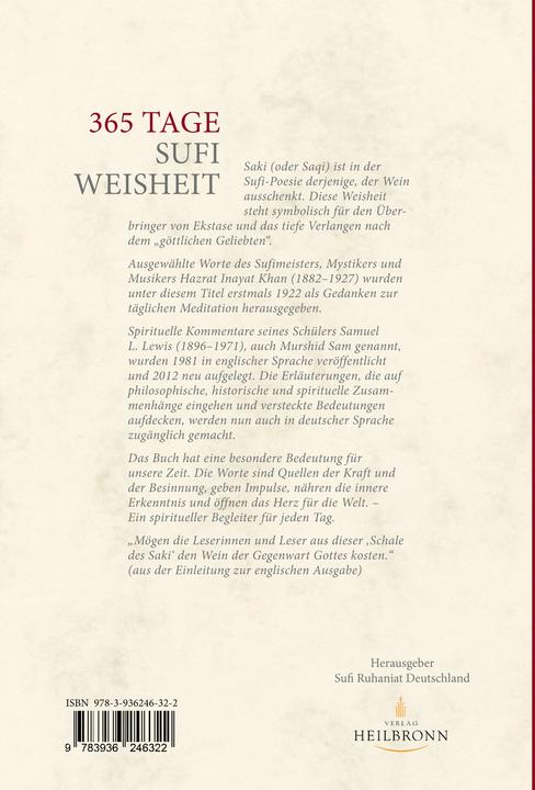 Image du produit 365 Tage Sufi-Weisheit (Allemand, Maria Magdalena Straub, Hauke Jelaluddiin Strum, Sufi Ruhaniat Allemagne e. V., L. Samuel Lewis, Hazrat Inayat Khan, 2018)