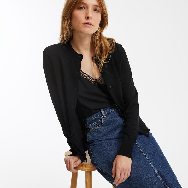 Produktbild La Redoute Collections Cardigan mit rundem Ausschnitt (38)