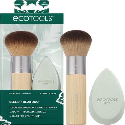 Image du produit EcoTools Duo de pinceaux et d'éponges de maquillage Blend + Blur pour les produits liquides et en crème