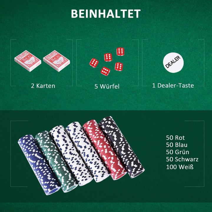 Image du produit Homcom Mallette de poker incluant un set de poker (Anglais, Allemand, Français, Italien)