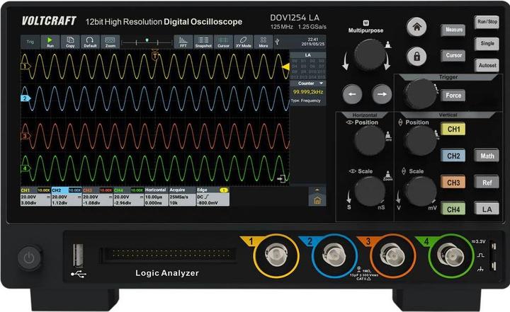 Produktbild Voltcraft DOV1254 LA Digital-Oszilloskop 125 MHz 4-Kanal 1.25 GSa/s 100 Mpts 12 (CAT II)