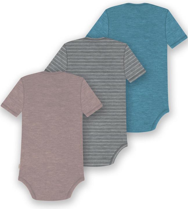 Actual product image Normani Set of 3 baby merino bodysuit short sleeves "Tauranga" - 9299 (56)